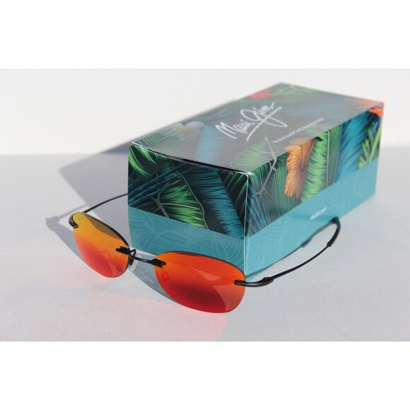 MAUI JIM Aki Aki POLARIZED Sunglasses RM333-2M Black/Hawaii Lava NEW - Picture 10 of 12